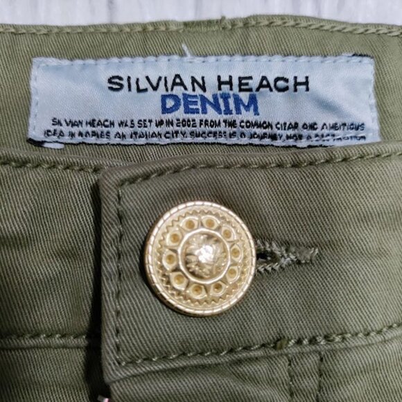 Silvian Heach Denim Olive Green Slim Fit Casual Preppy Chinos Jeans Size 29 NWT - Picture 5 of 12